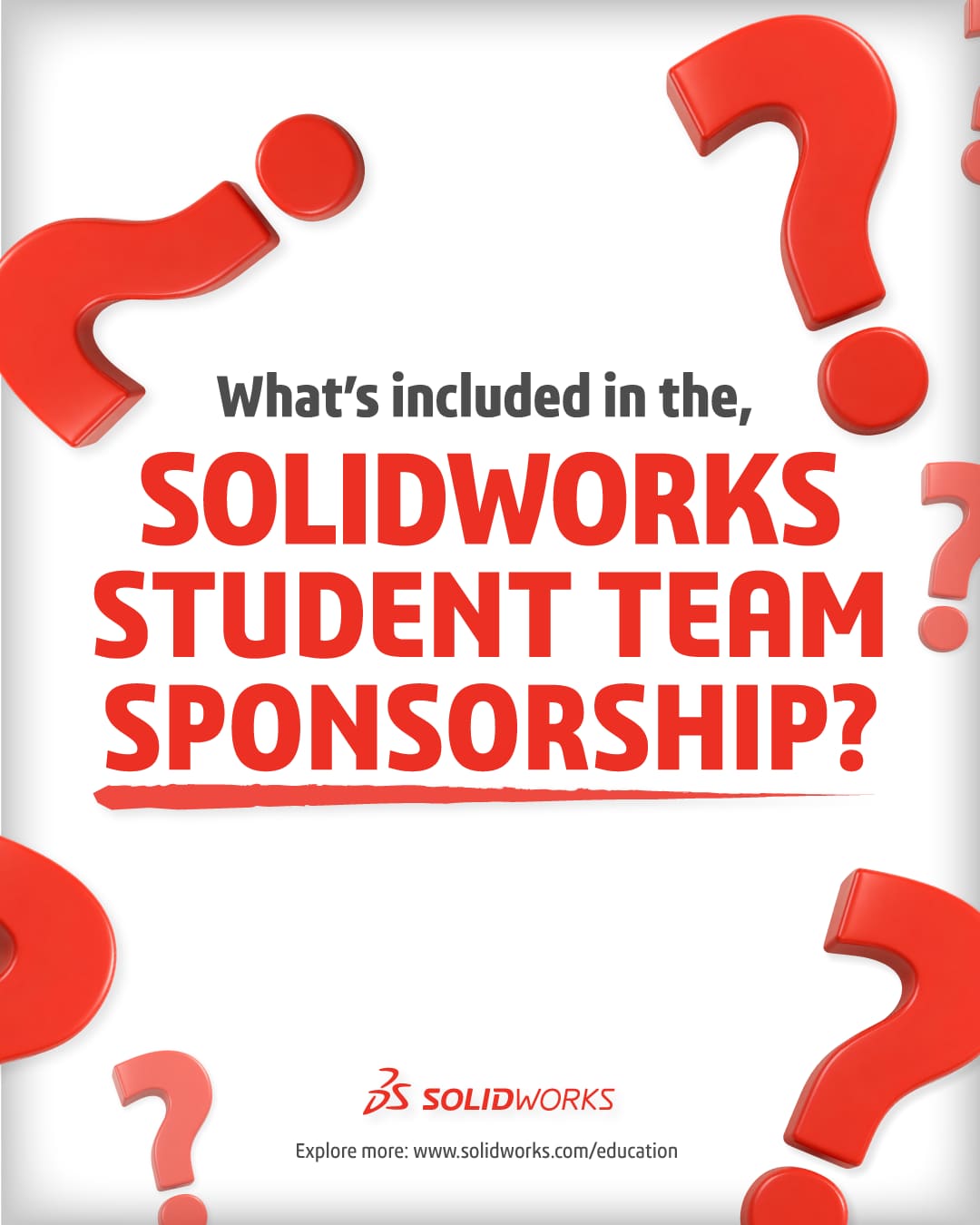 SOLIDWORKS Education Facebook ad: SOLIDWORKS Premium and more FREE for Student Teams!