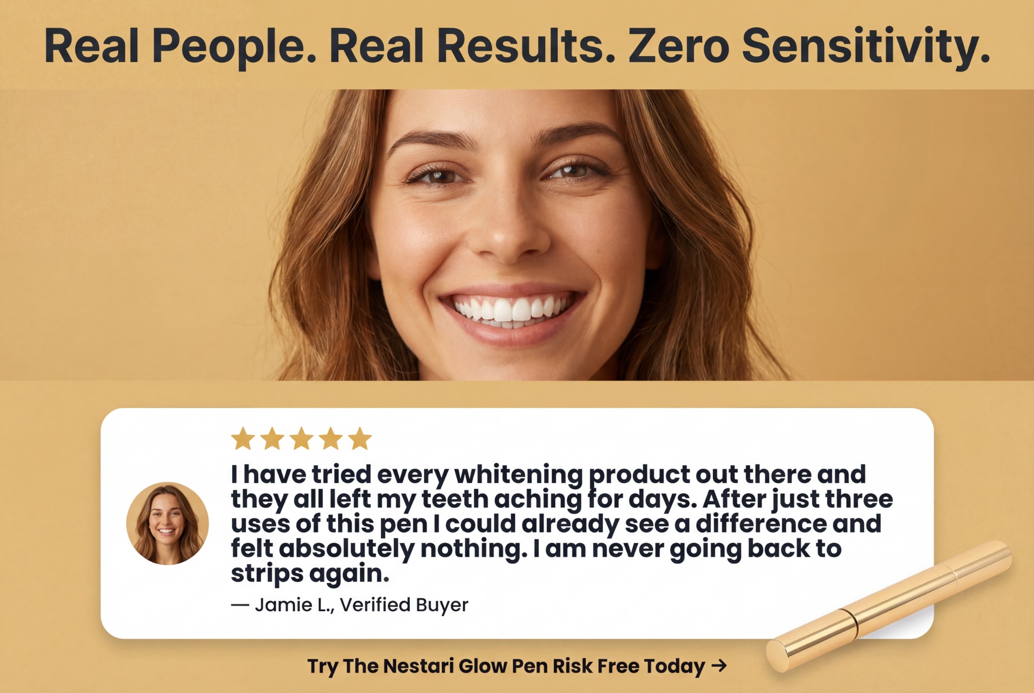 Thenestaristore Facebook ad: Brighten Your Smile in Seconds