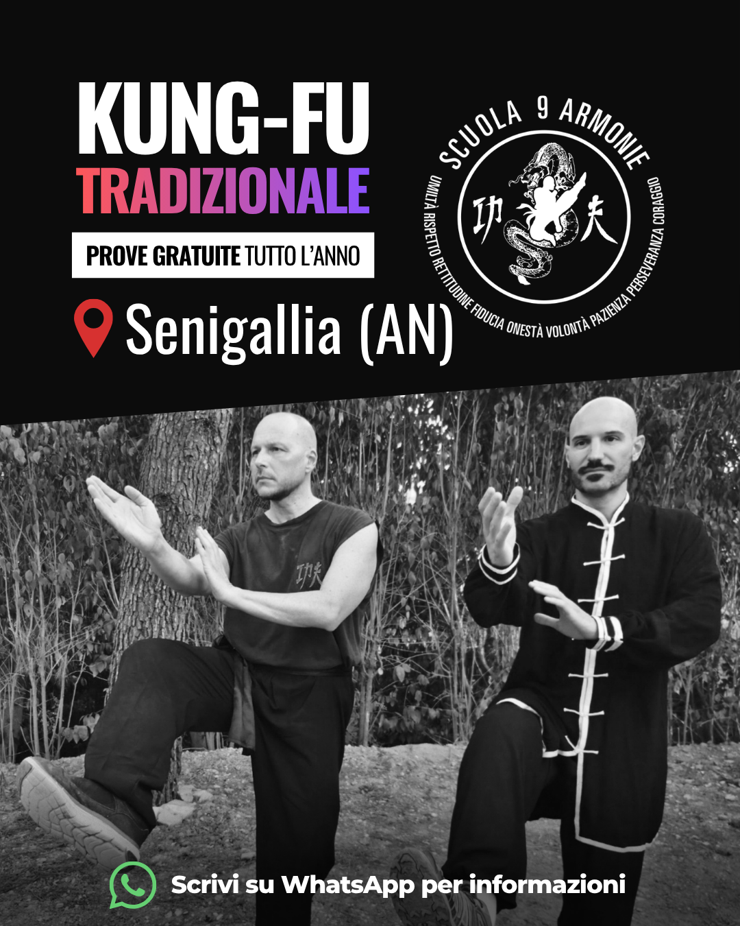Scuola 9 Armonie Facebook ad: Corsi Kung-Fu Tradizionale a Senigallia