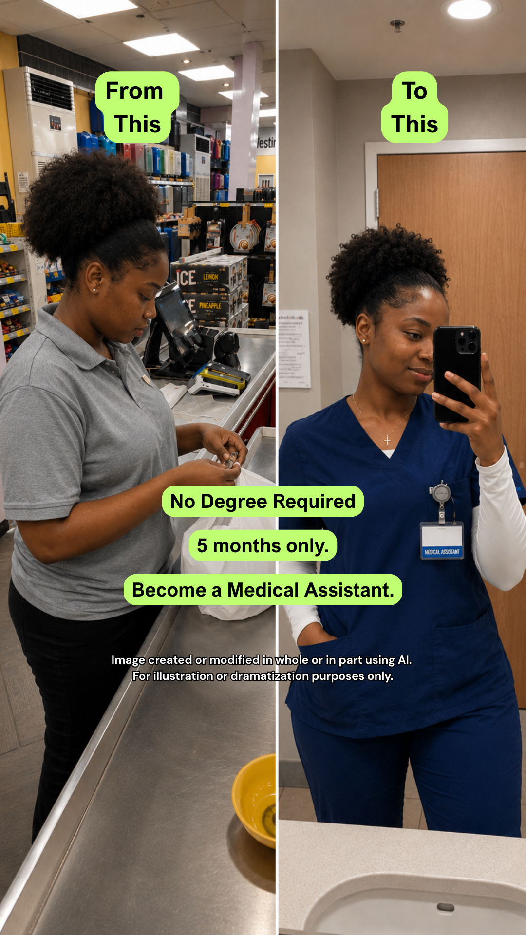 Stepful Facebook ad: Become a Medical Assistant Around Your Life