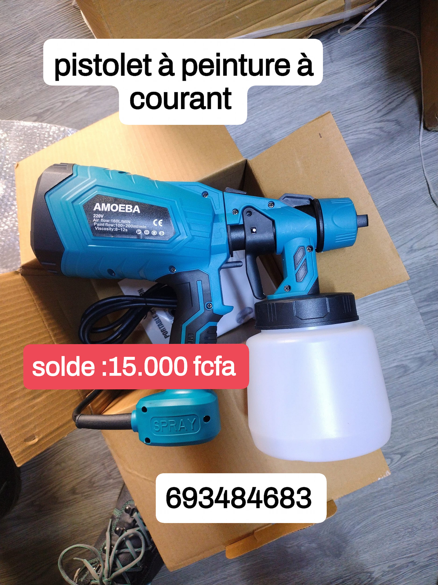 Boutique Satel Bepanda Facebook ad: SOLDE PISTOLET À PEINTURE