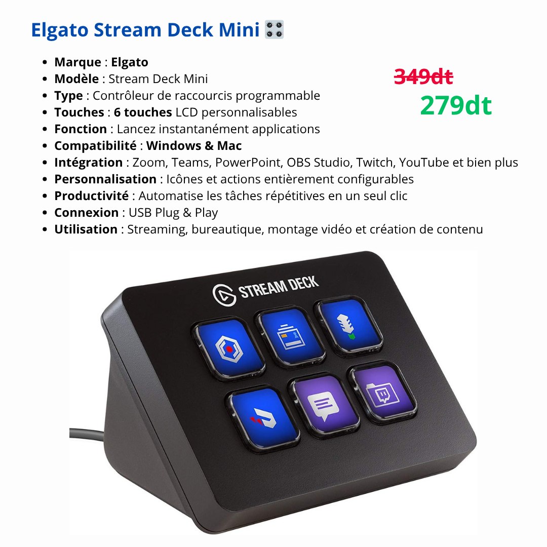 MD Tech Facebook ad: Elgato Stream Deck Mini, Contrôle Total en Un…