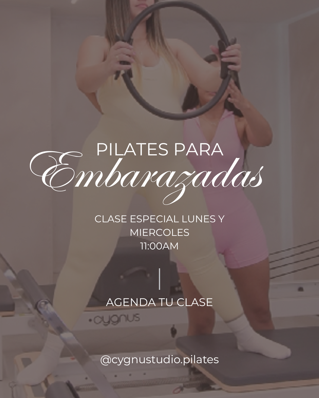 Cygnus Pilates Facebook ad: Agenda tu Clase Ahora