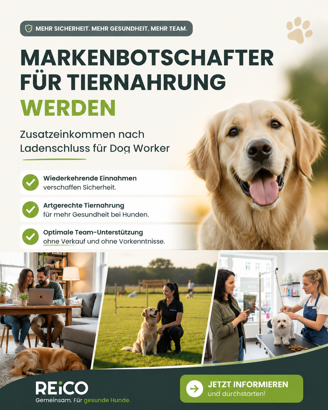 Hundemahlzeit.de Facebook ad: Futter testen - dann als Partner empfehlen und Provisionen…