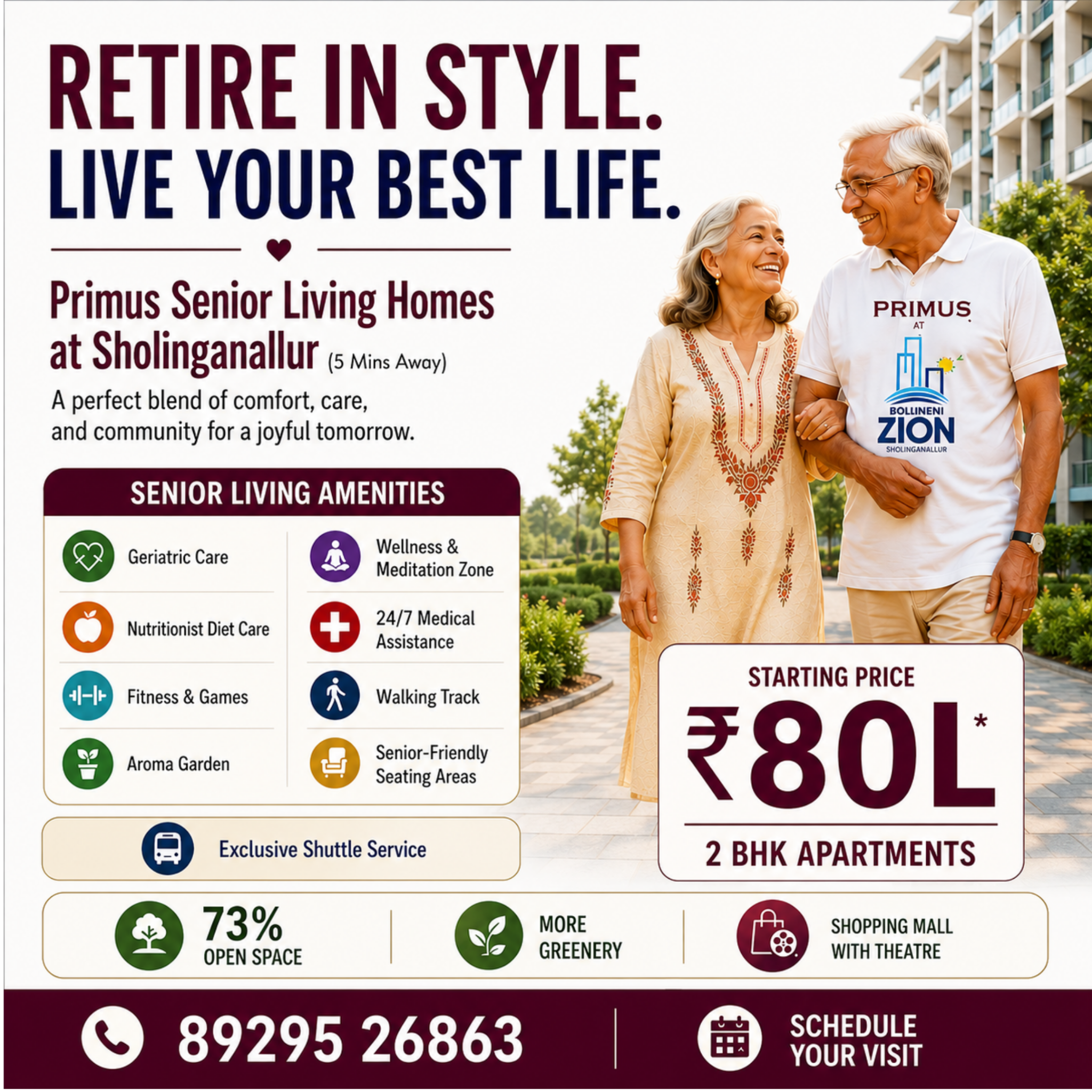 Bollineni Chennai Facebook ad: After Retirement Community - ₹80 Lakhs*