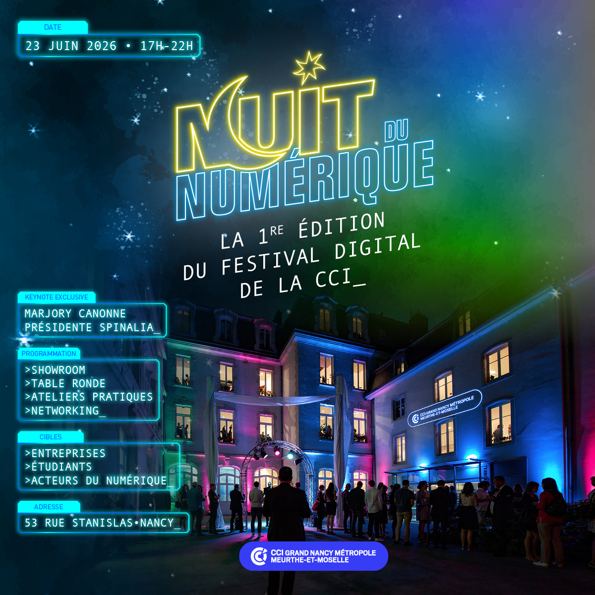 CCI de Meurthe-et-Moselle Facebook ad: La Nuit du Numérique, CCI Grand Nancy Métropole