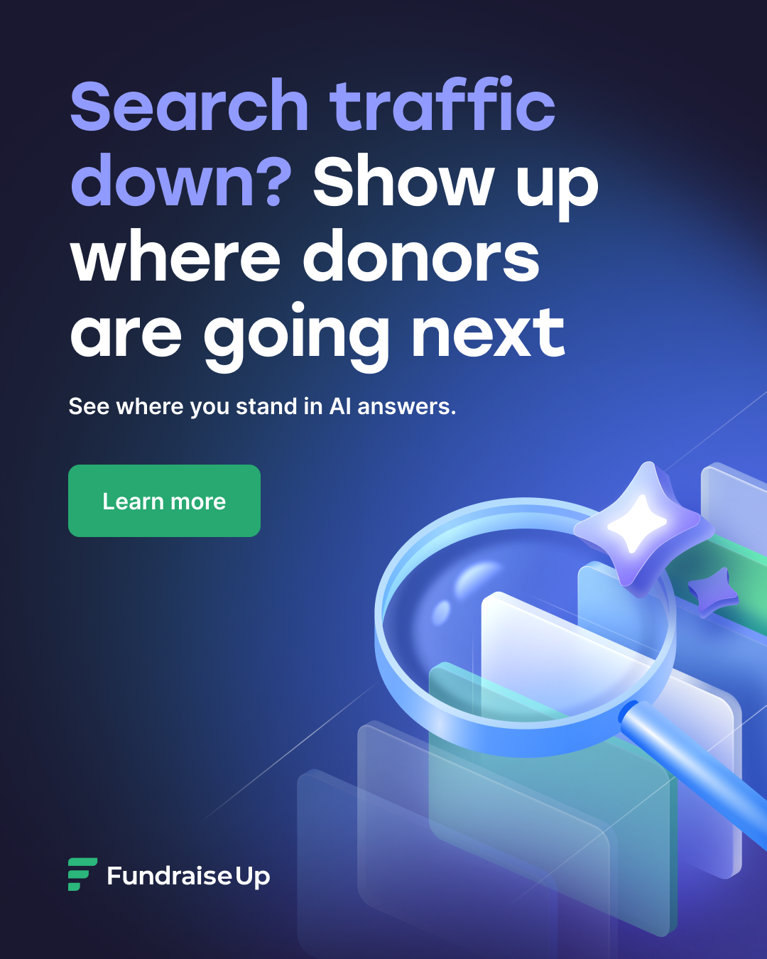 Fundraise Up Facebook ad: Search traffic down? See where you stand