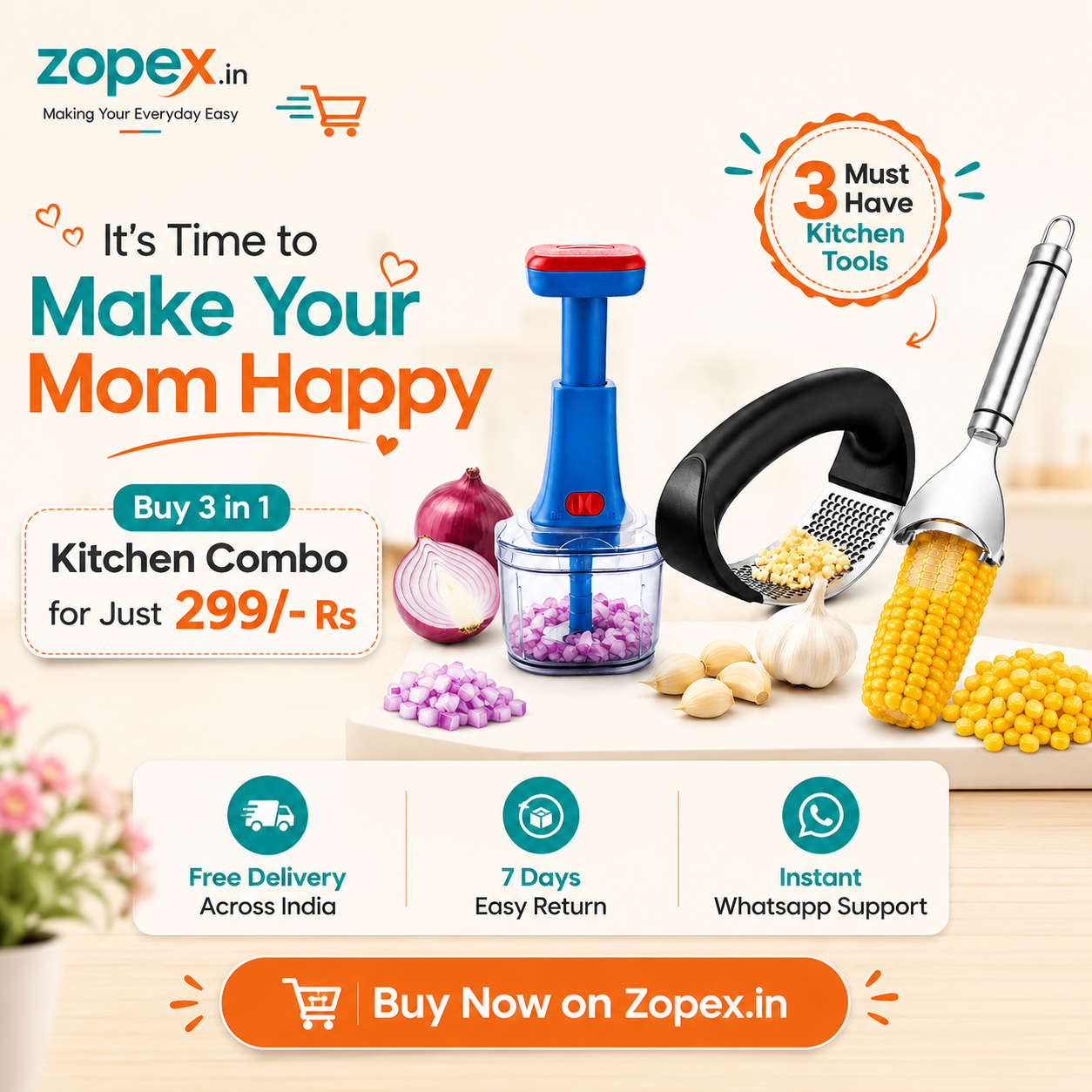 Zopex.in Facebook ad: Your kitchen deserves smarter tools, not expensive ones.