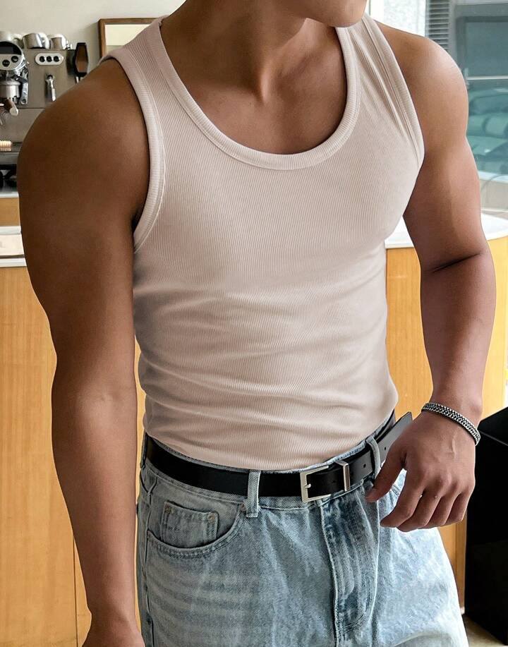 Style Pop Facebook ad: Men's Solid Color Round Neck Tank Top