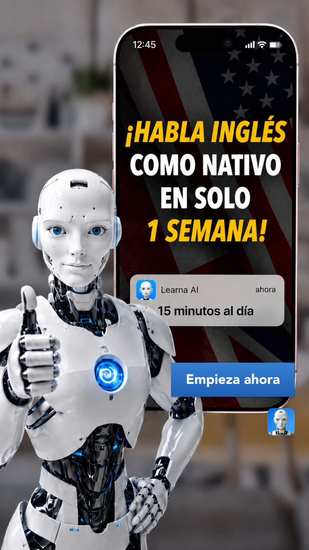 Learna AI: Language Learning App Facebook ad from Aug 18, 2026