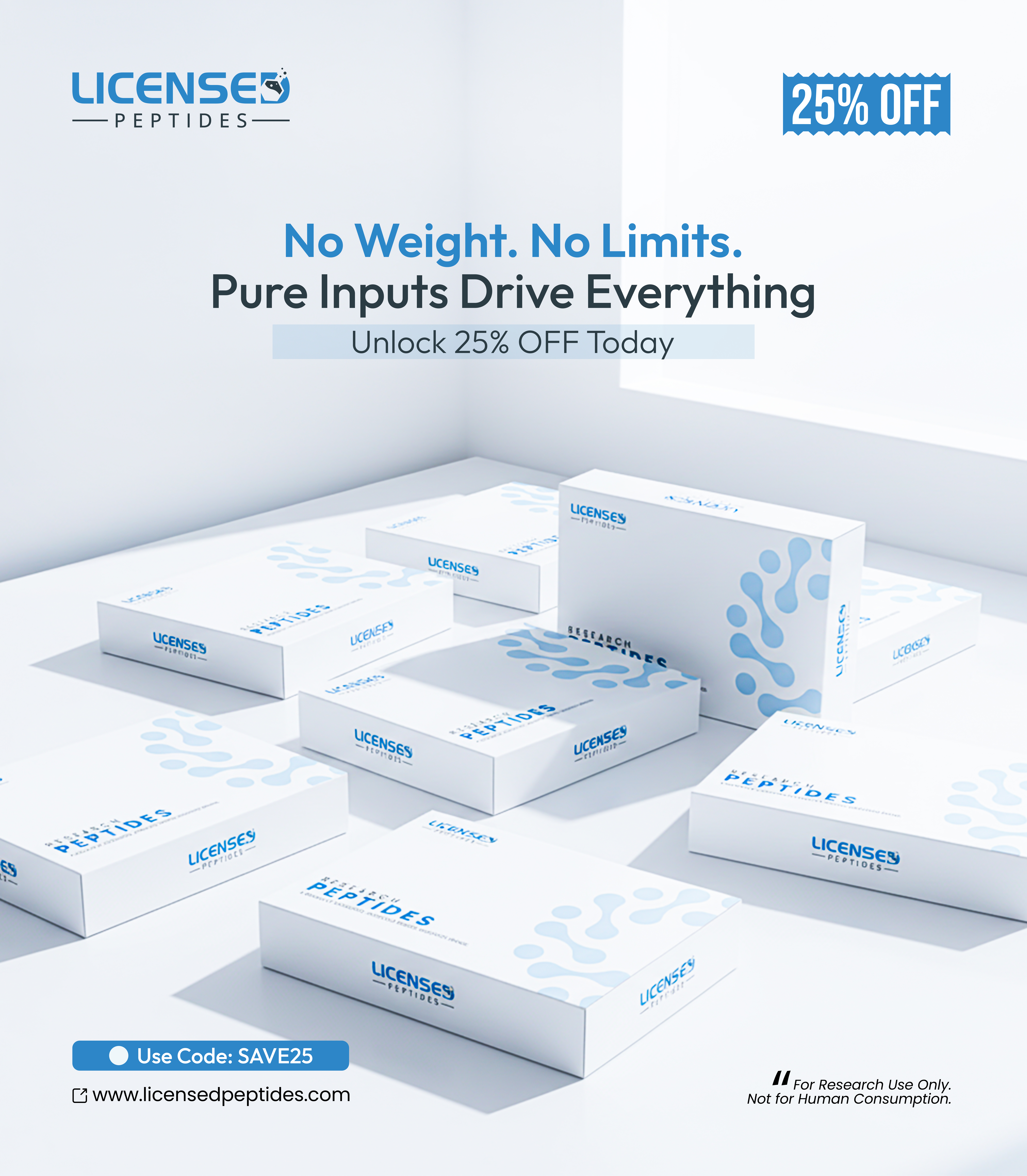 LicensedPeptides.com Facebook ad: 25% OFF Sale Ends Soon