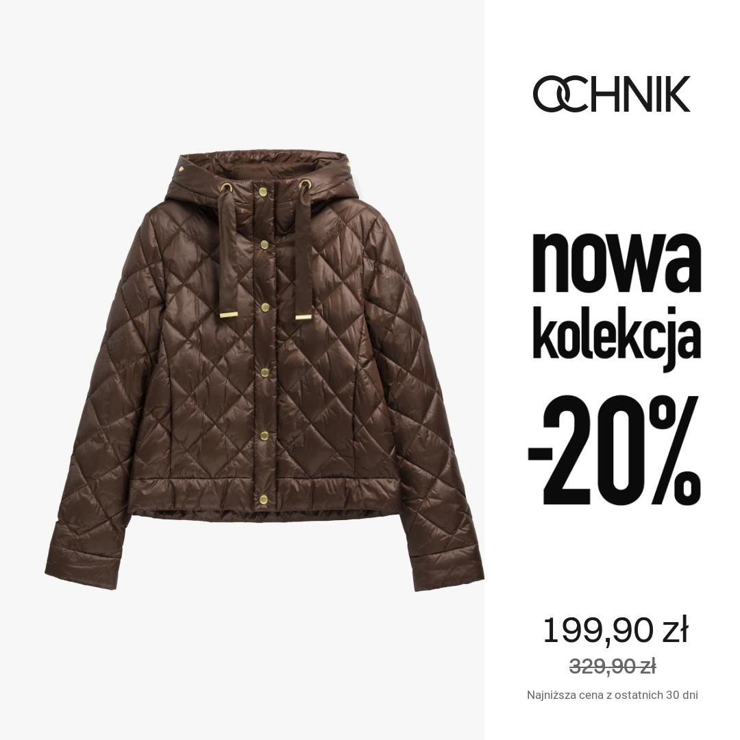 OCHNIK Facebook ad: Brązowa krótka pikowana kurtka damska