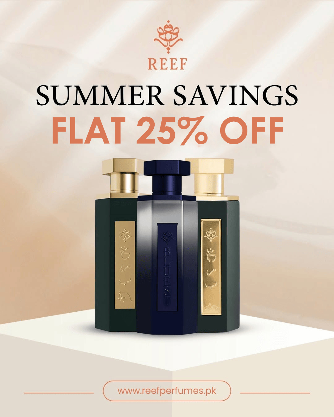 Reef Perfumes Pakistan Facebook ad: FLAT 25% OFF