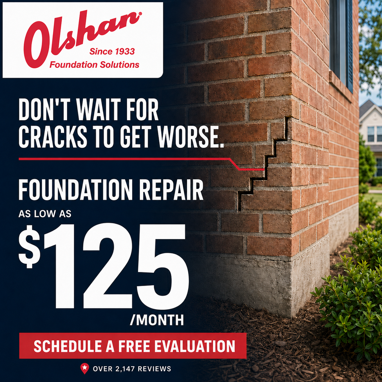 Olshan Foundation Repair Facebook ad: Cracks Getting Worse?