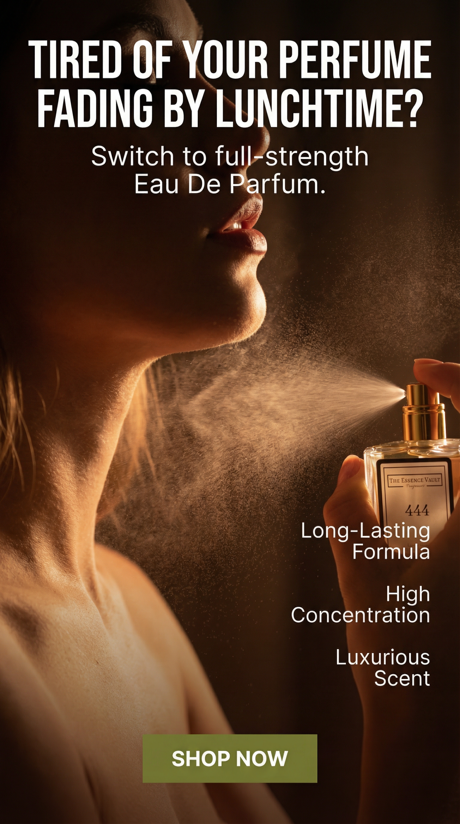 The Essence Vault Facebook ad from Mar 23, 2026