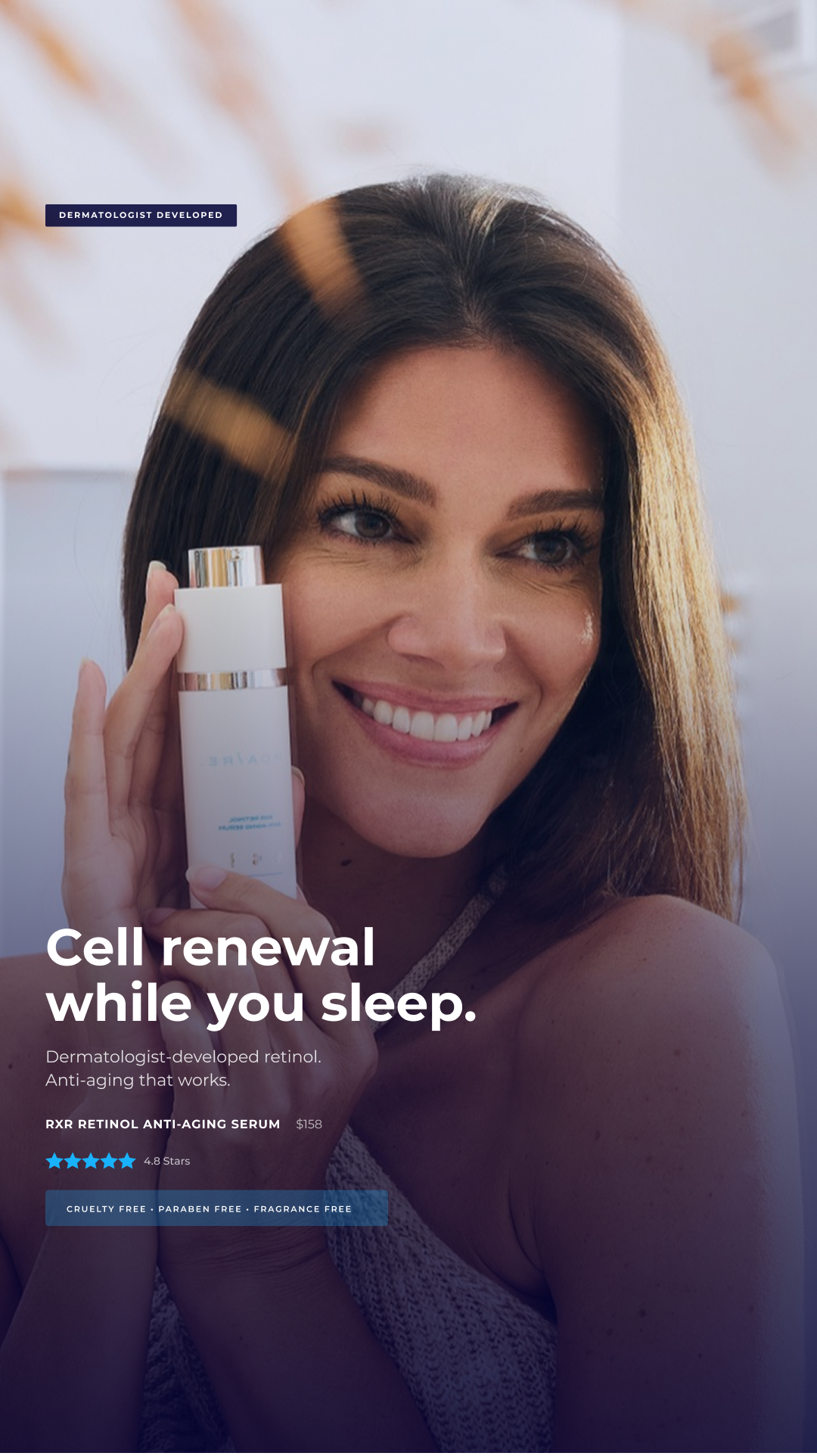 Mdaire skincare Facebook ad: Your Skin Repairs at Night. Help It.