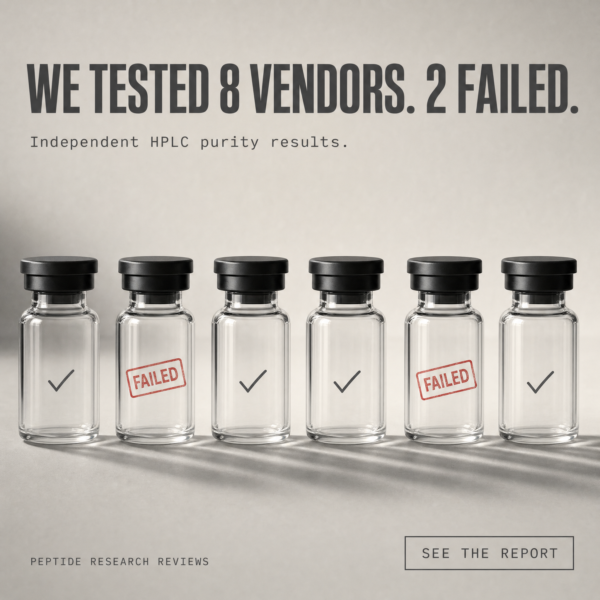 Peptide Research Review Facebook ad: We Tested 8 Vendors. 2 Failed.