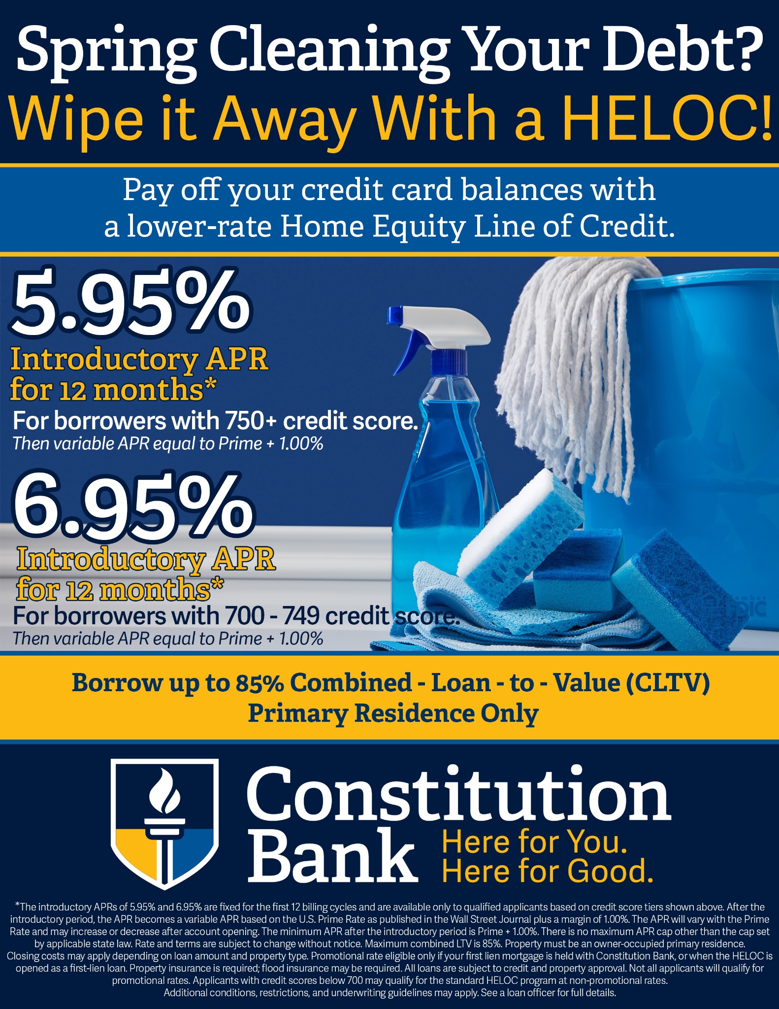 Constitution Bank Facebook ad: Spring Cleaning Your Finances? Start With a HELOC.