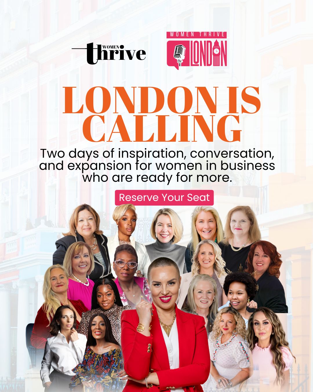 Women Thrive Media Facebook ad: Be Seen. Be Connected. Thrive in London.