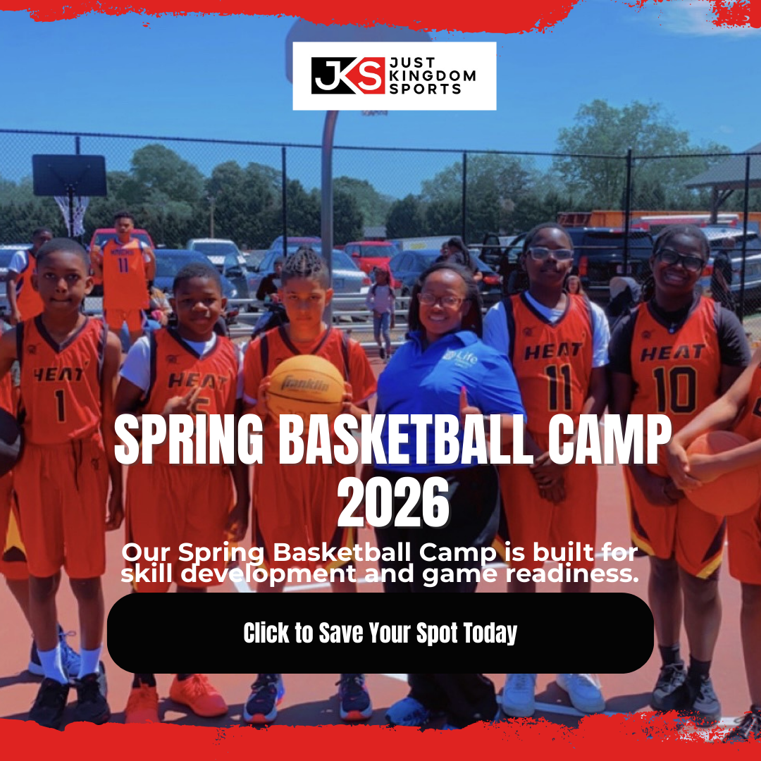 Just Kingdom Sports Facebook ad: Spring Basketball Camp 2026
