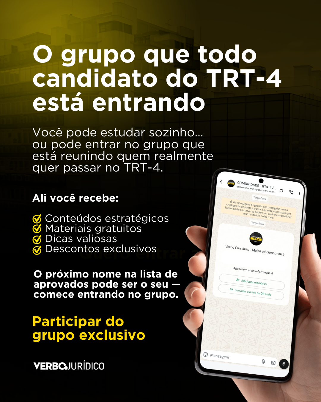 Verbo Carreiras Jurídicas Facebook ad: Entre para a Comunidade TRT-4