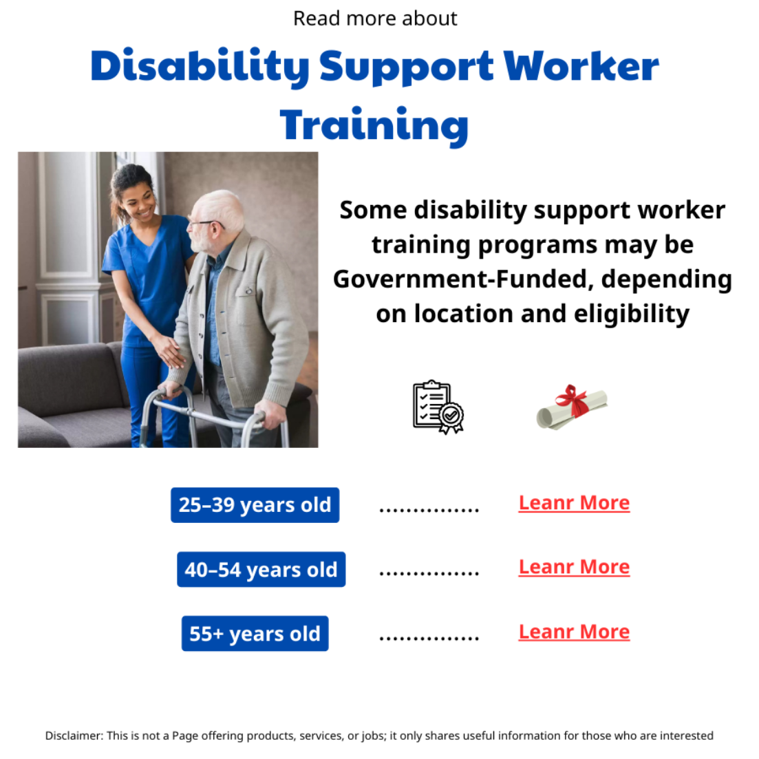 Kenneth Facebook ad: Disability Support Worker Training - Guid on