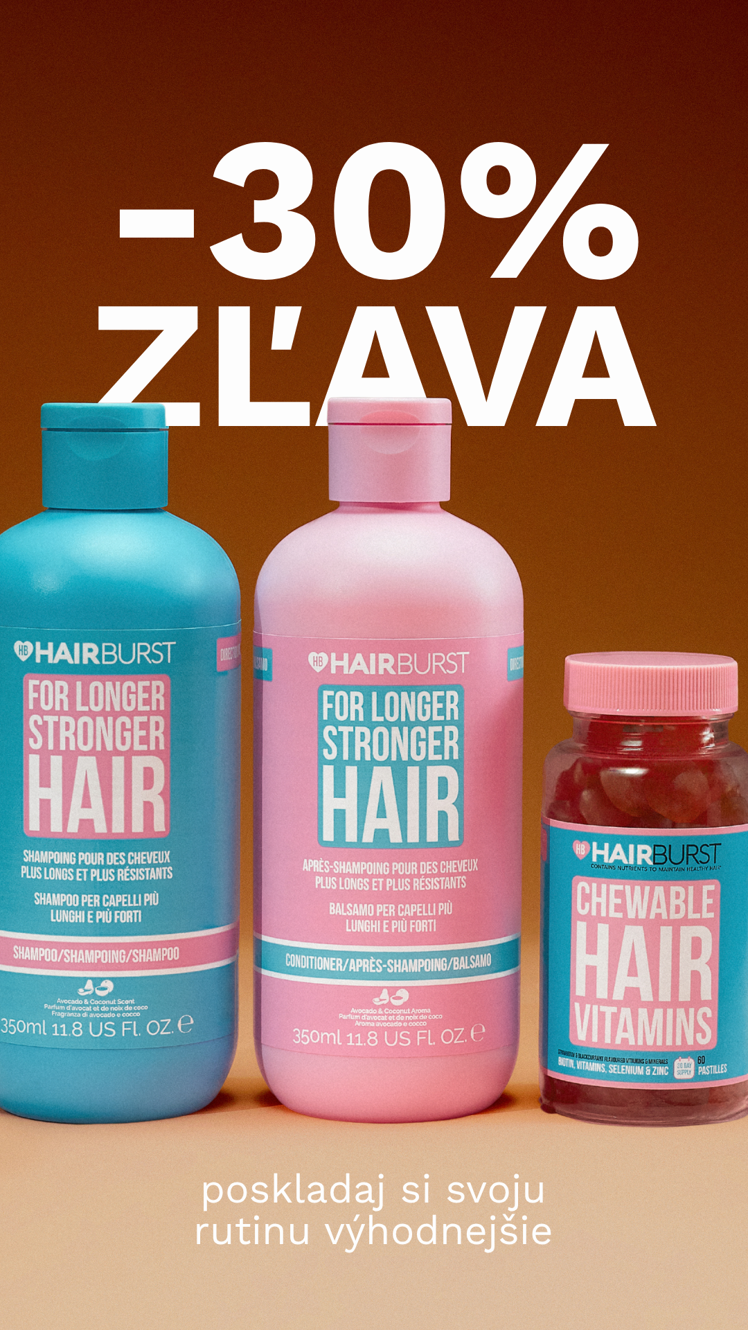 Hairburst SK.CZ Facebook ad: -30% na balíčky