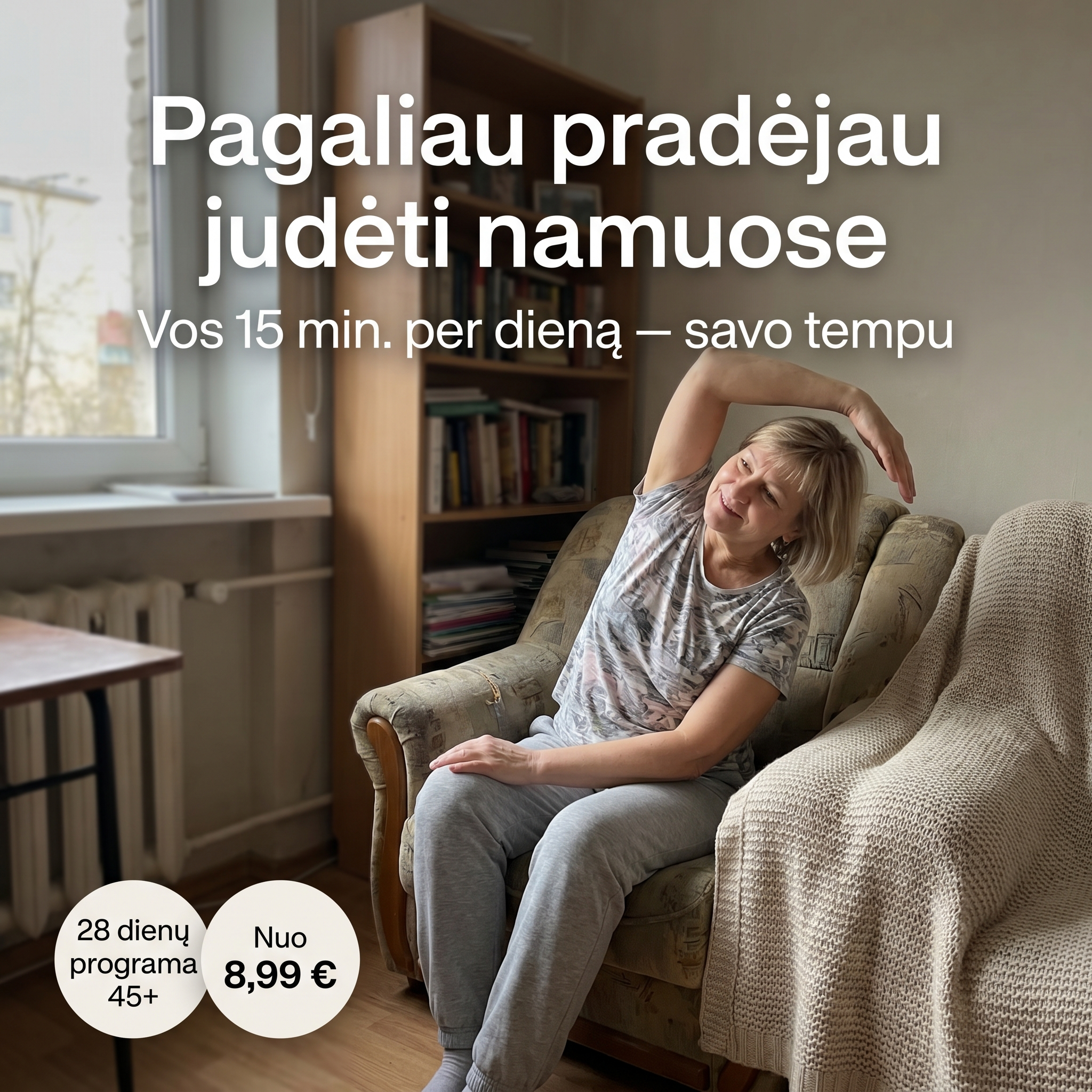 Sportas45.lt Facebook ad: 15 minučių kasdien, 28 iššūkio dienos
