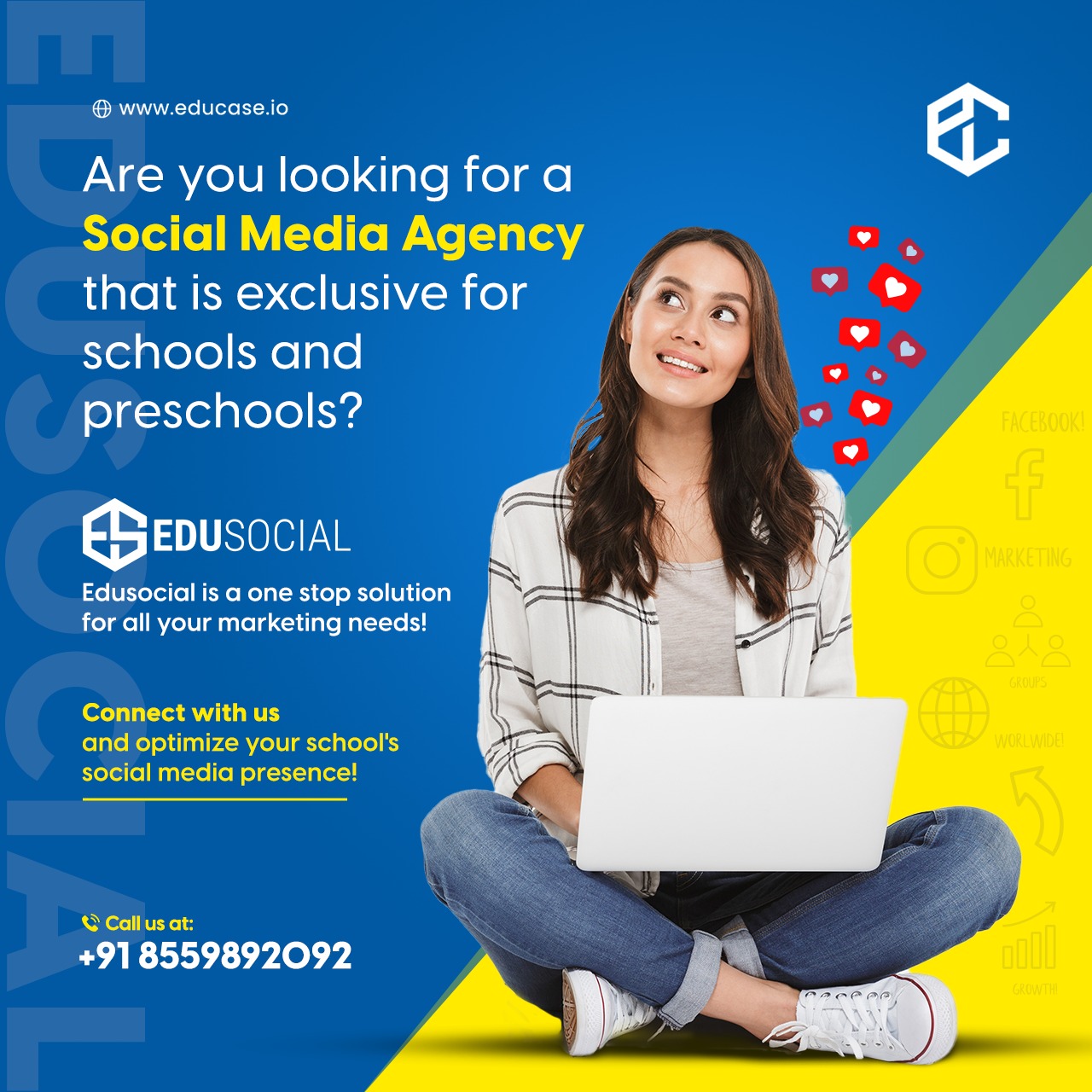 Educase India Facebook ad: Social Media for Schools & Preschools