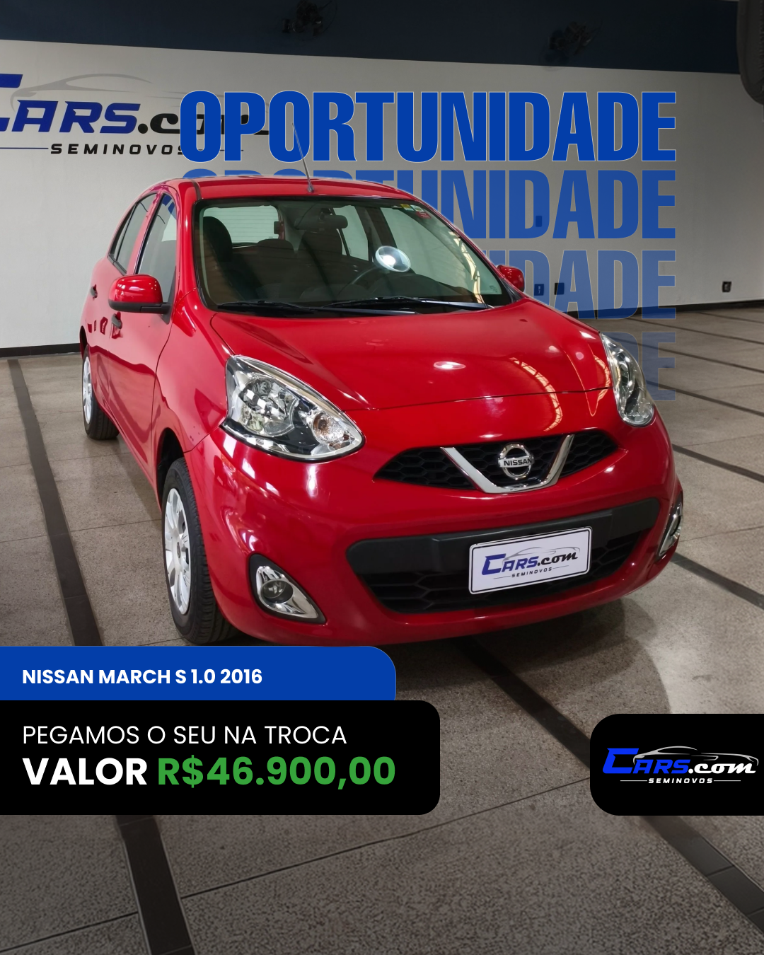 Cars.comseminovos Facebook ad: Nissan March S 1.0 2016