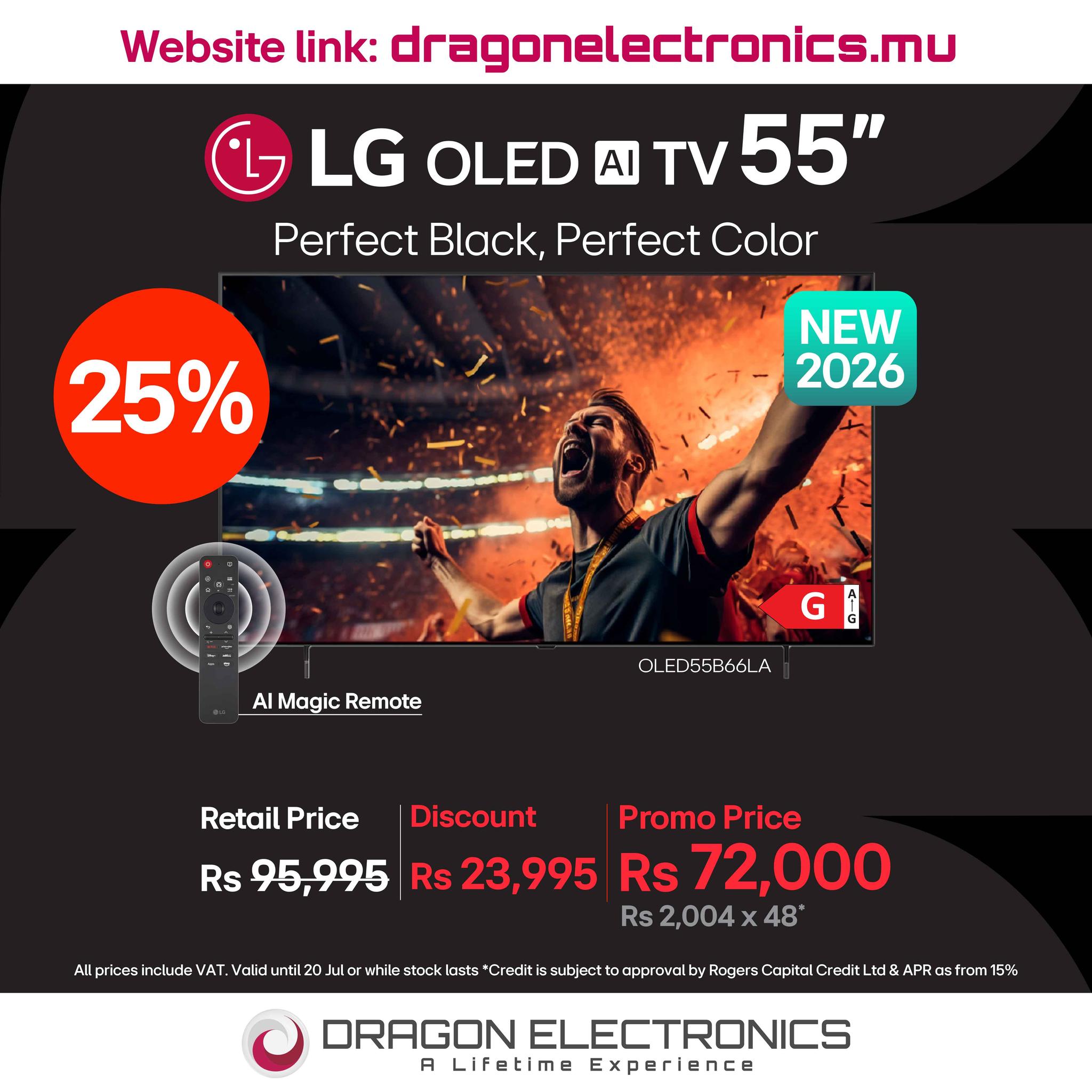 Dragon Electronics Facebook ad: LG OLED AI 4K Smart TV 55