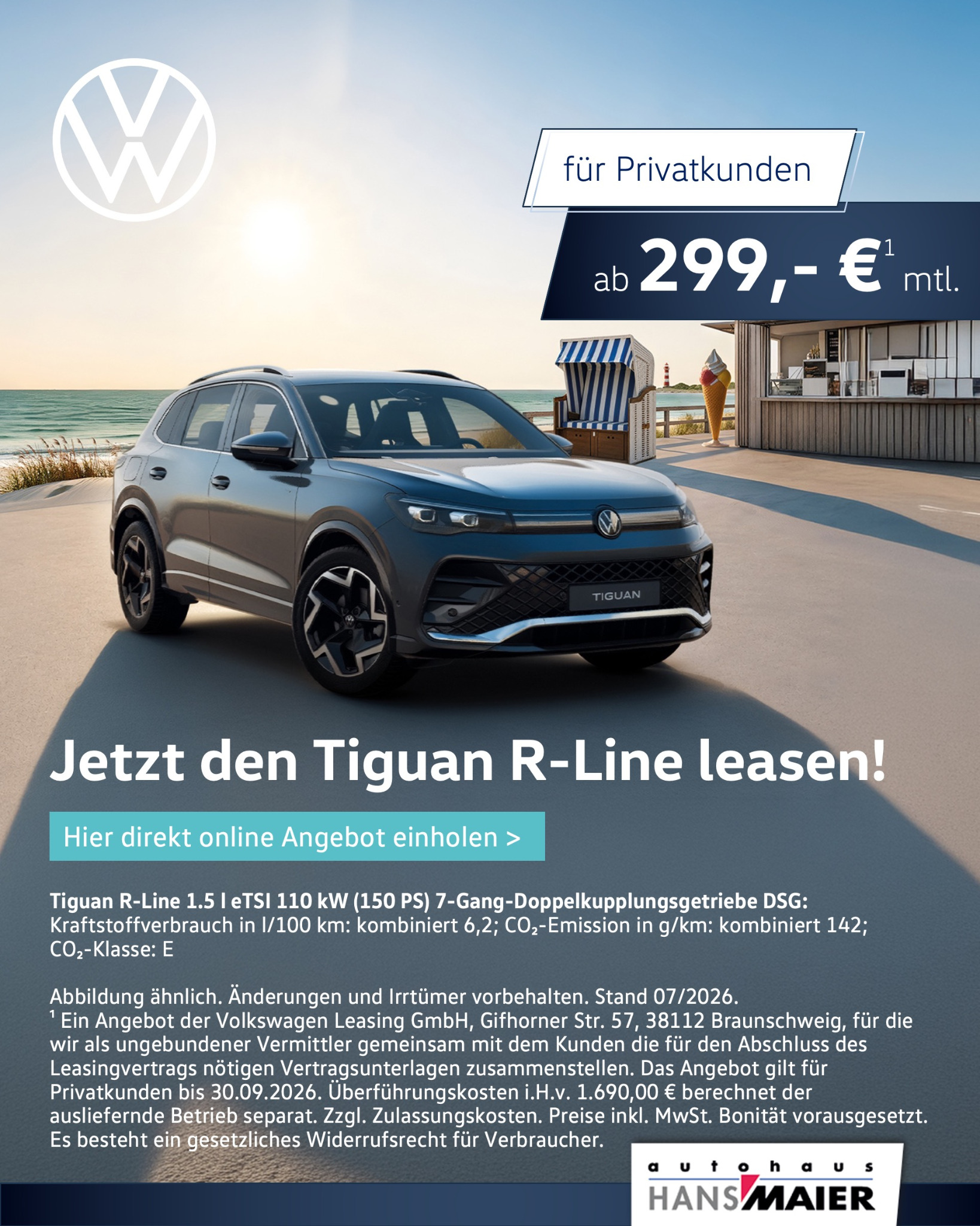Autohaus Hans Maier GmbH Facebook ad: Tiguan Sommerleasing