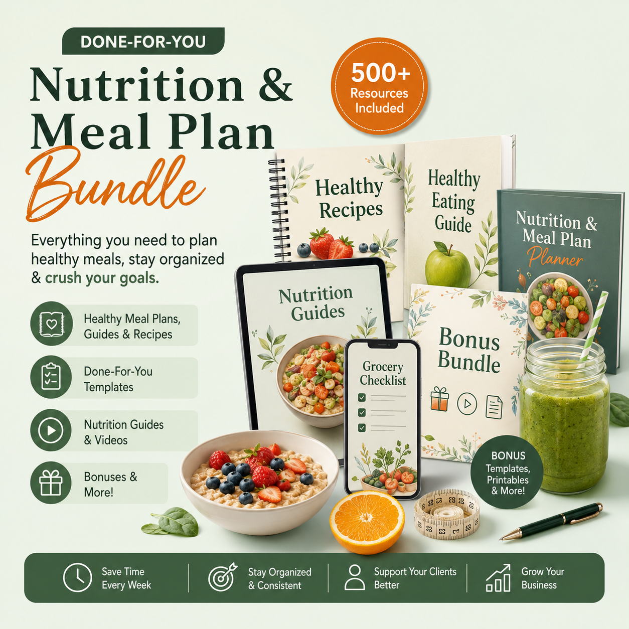 Nutrition Coaching Bundle Facebook ad: Launch Your Nutrition Business with 800+ Canva Templates…