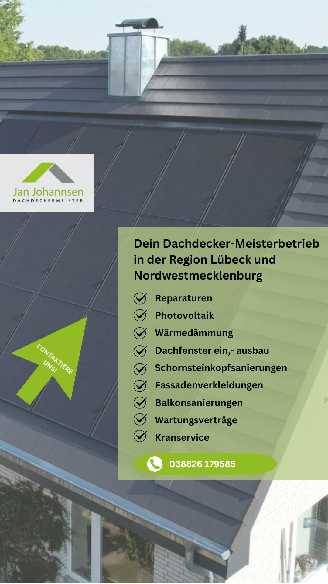 Dachdeckerei Jan Johannsen Facebook ad from May 15, 2025