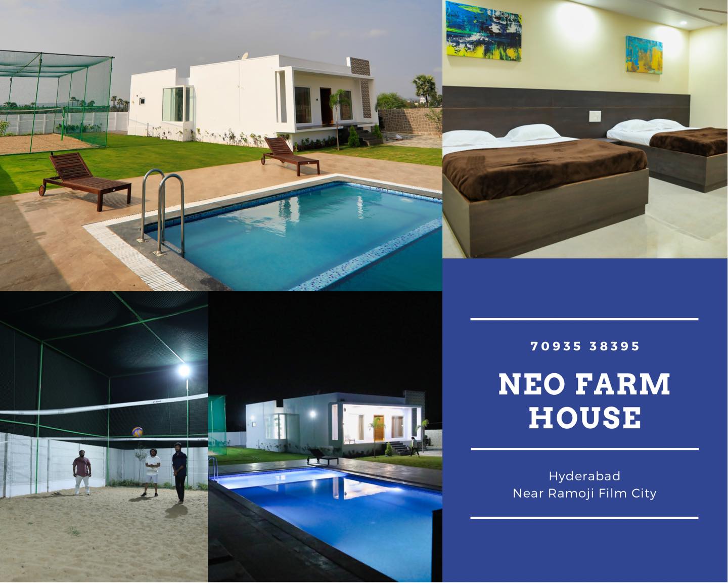 Neo Farm House Facebook ad: Book your dream farm house getaway in Hyderabad…