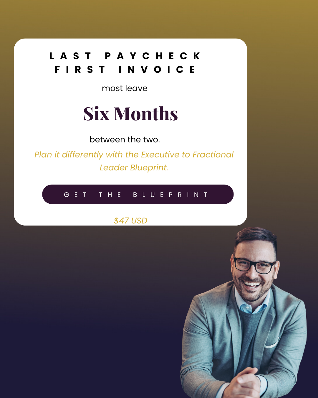 Double U Advisors Facebook ad: The Executive to Fractional Leader Blueprint $47 USD