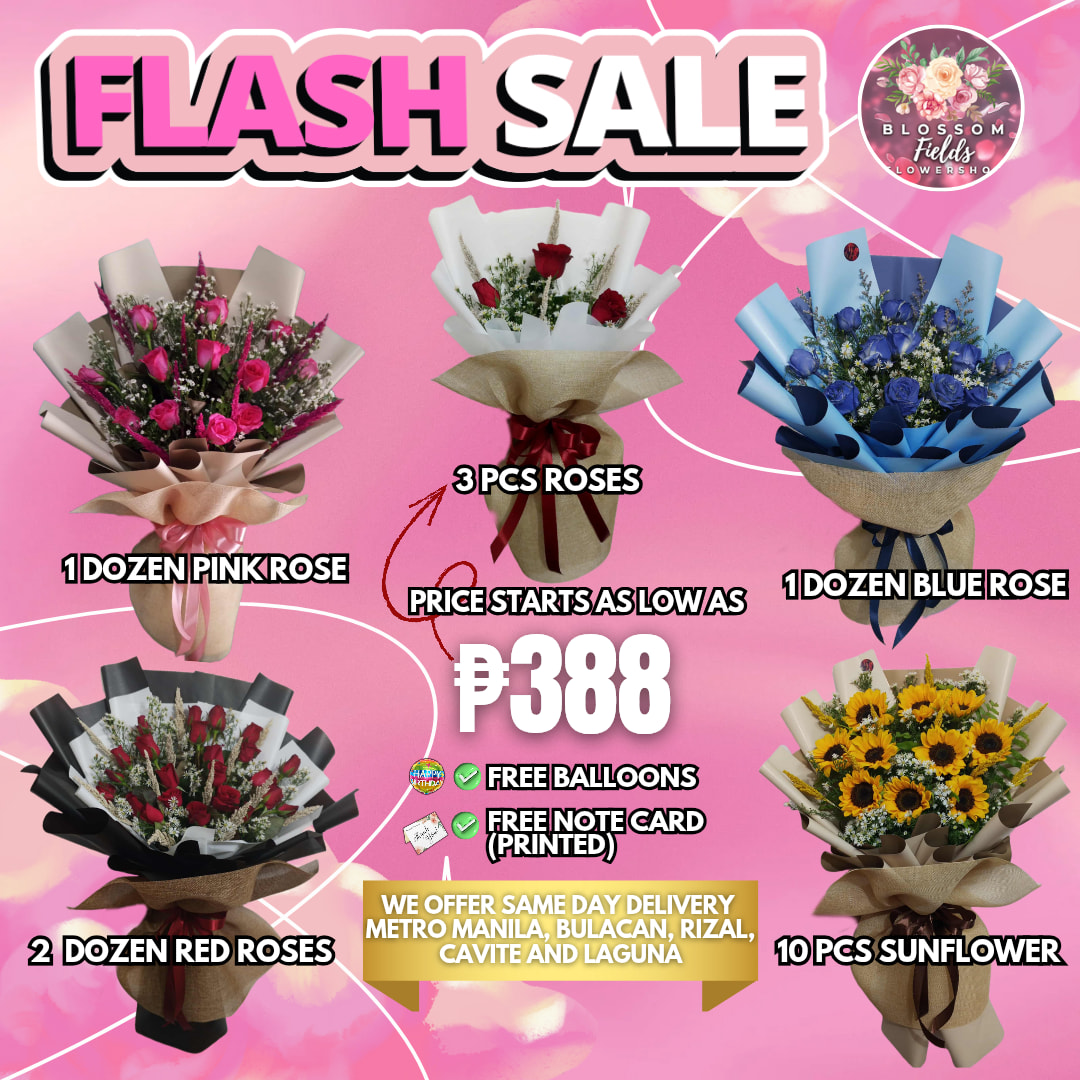 Blossom Fields Flowershop Facebook ad: Brighten your day with flowers.