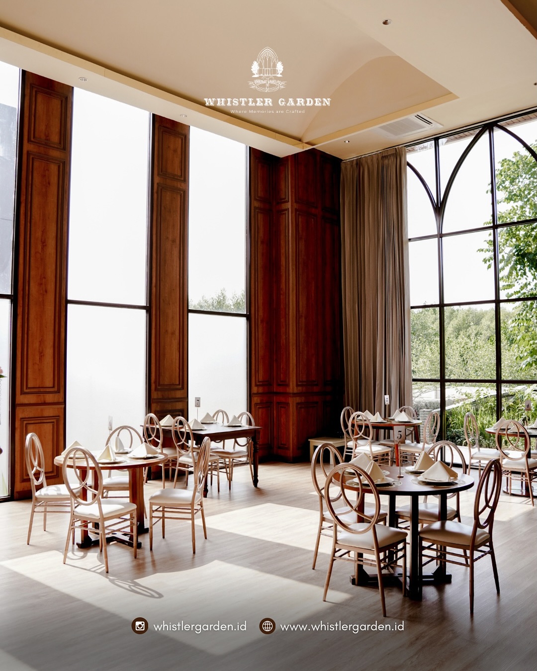 Whistler Garden Facebook ad: Sunlight streaming through the glass windows, warm wooden…