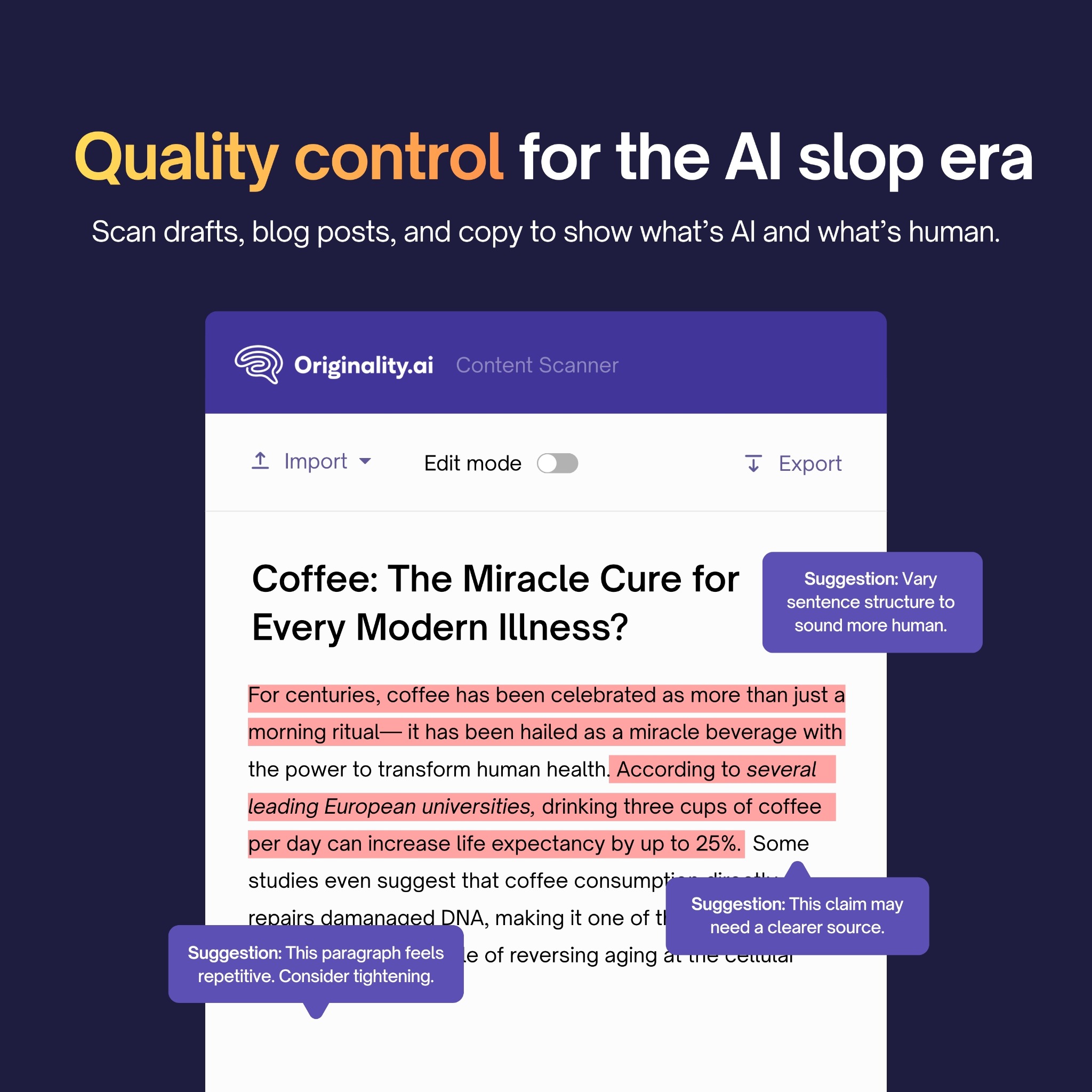 Originality.AI - AI Detection and Plagiarism Checking Facebook ad