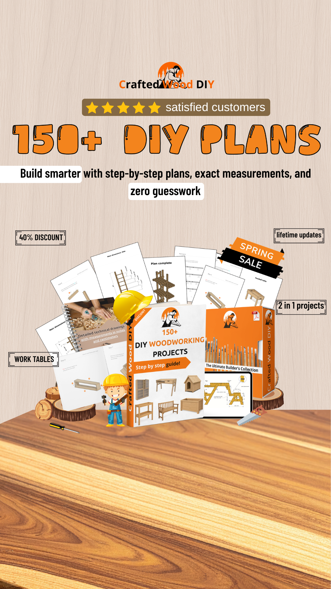 Crafted Wood DIY Facebook ad: 150+ Plans. One Complete Bundle.