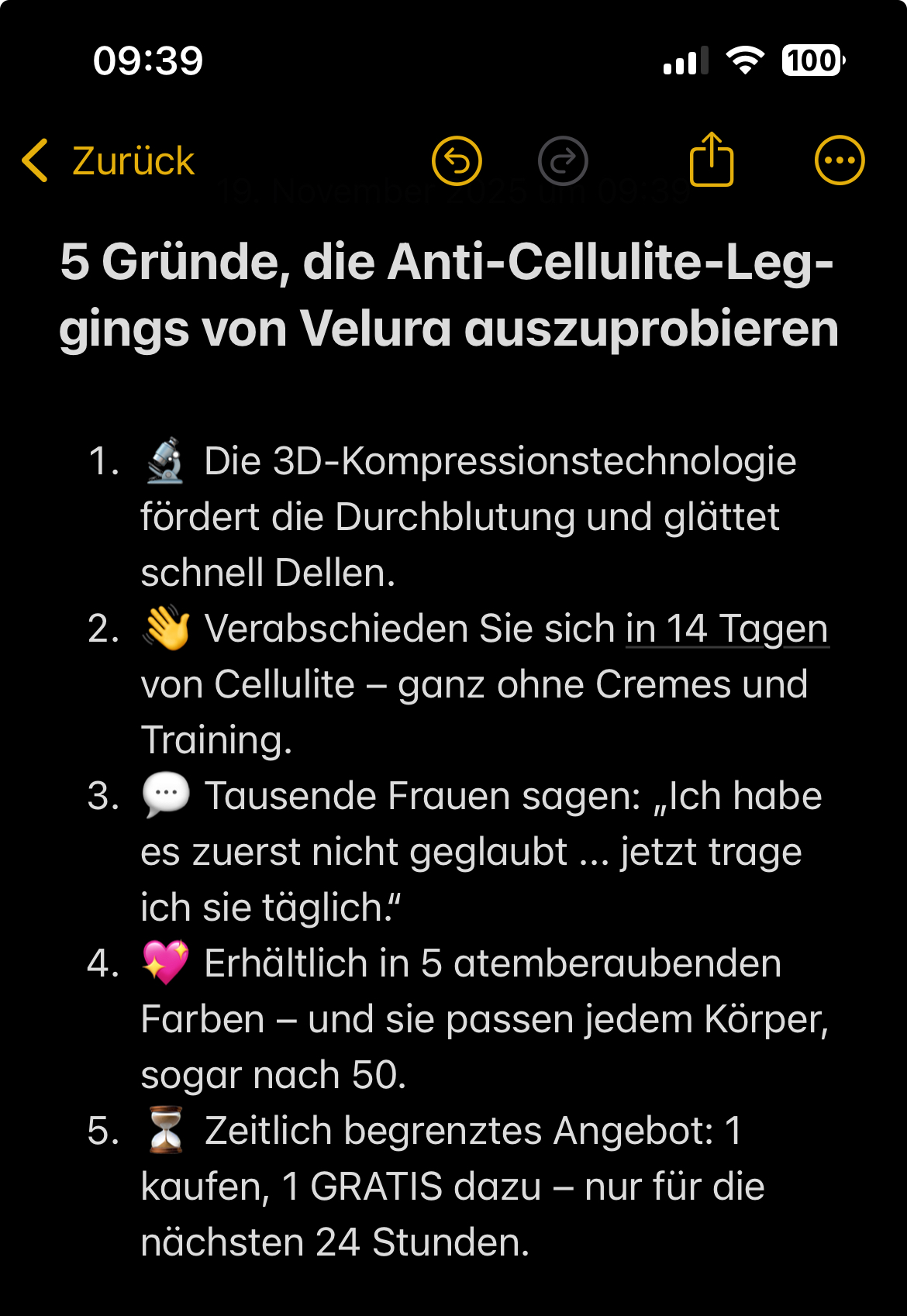 Velura Switzerland Facebook ad