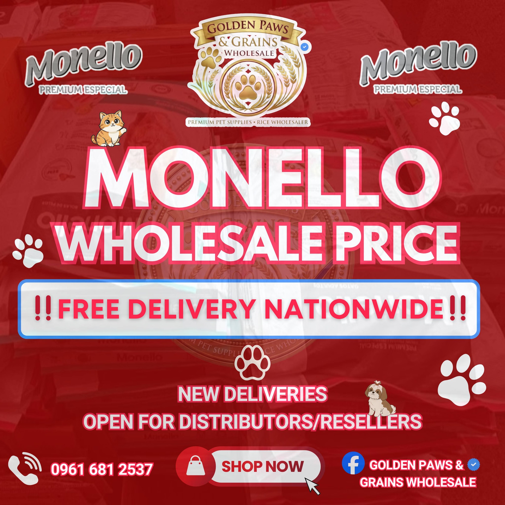 Golden Paws & Grains Wholesale Facebook ad