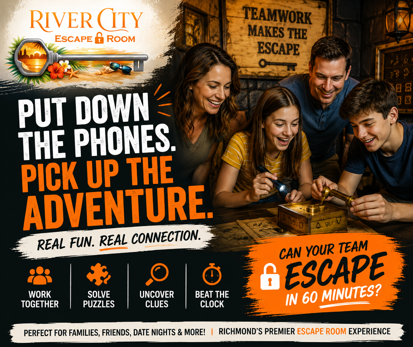 River City Escape Room Facebook ad: The Most Fun You'll Have Off-Screen