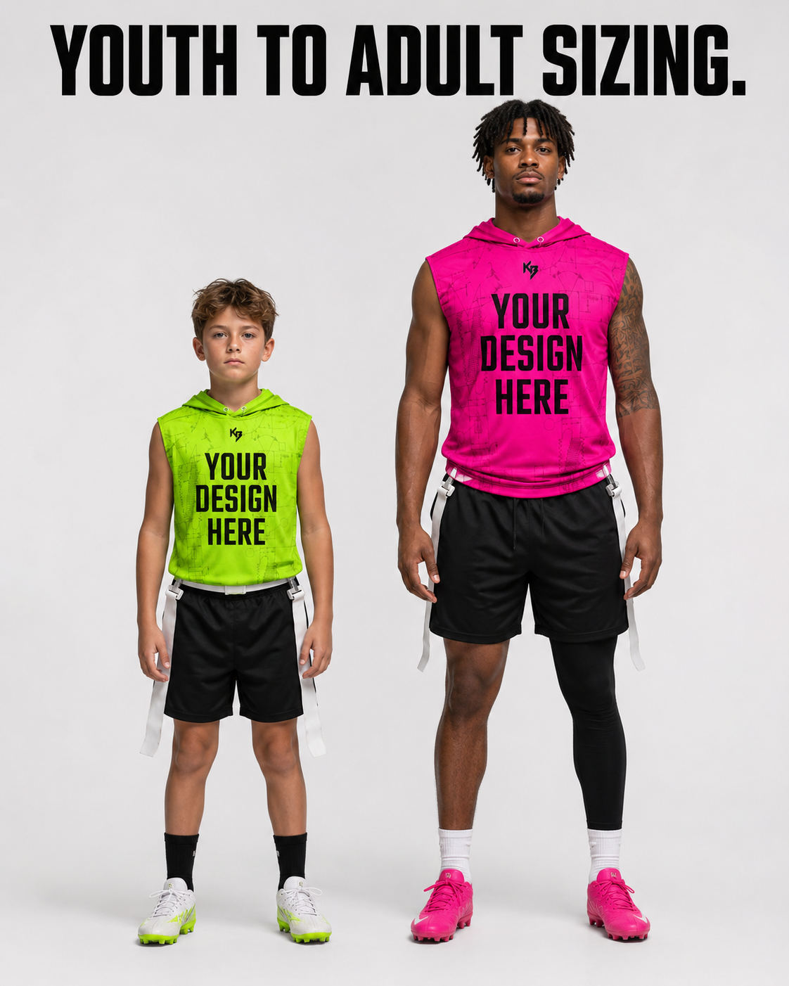 KitBeast Sports Apparel Facebook ad: Custom Flag Football Uniforms & Apparel