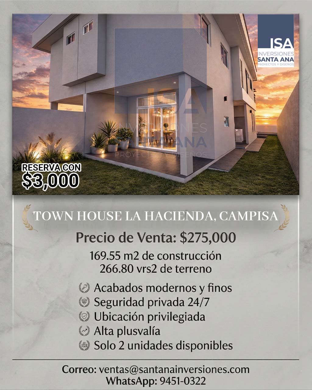 Inversiones Santa Ana Facebook ad: El privilegio de pertenecer a un entorno reservado.