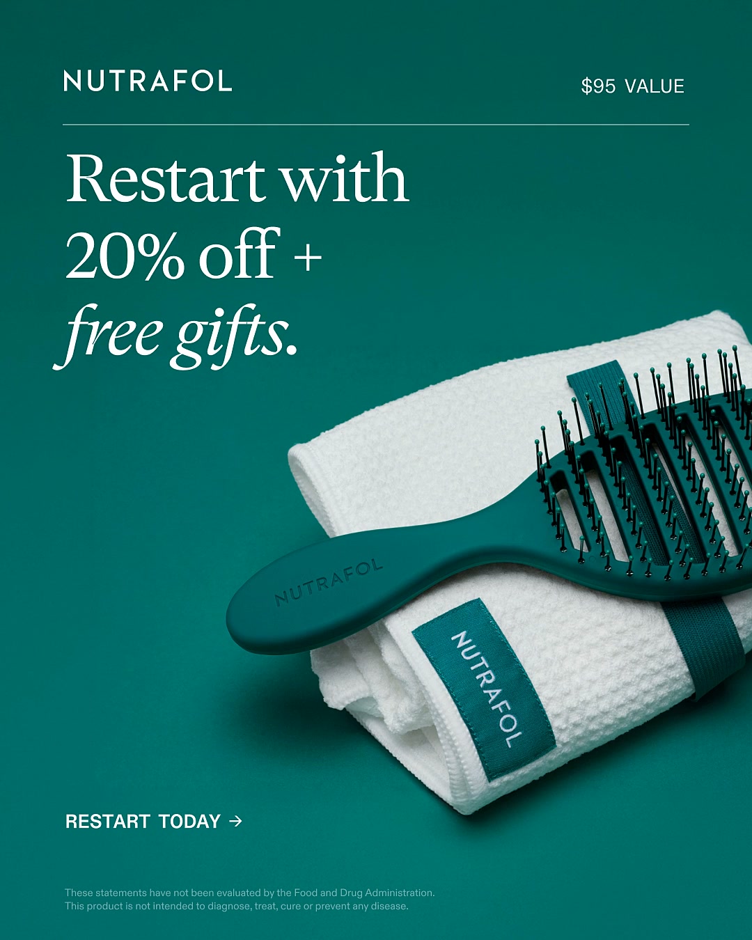 Nutrafol Facebook ad: Restart your hair growth journey.