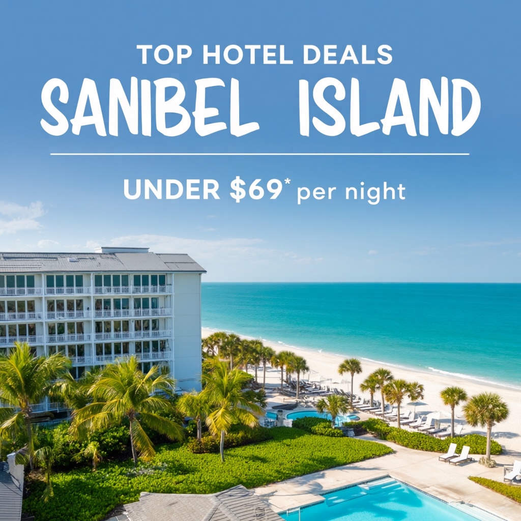 One Click Stay Facebook ad: Sanibel Island Hotel Deals from $69/Night, Compare & Save
