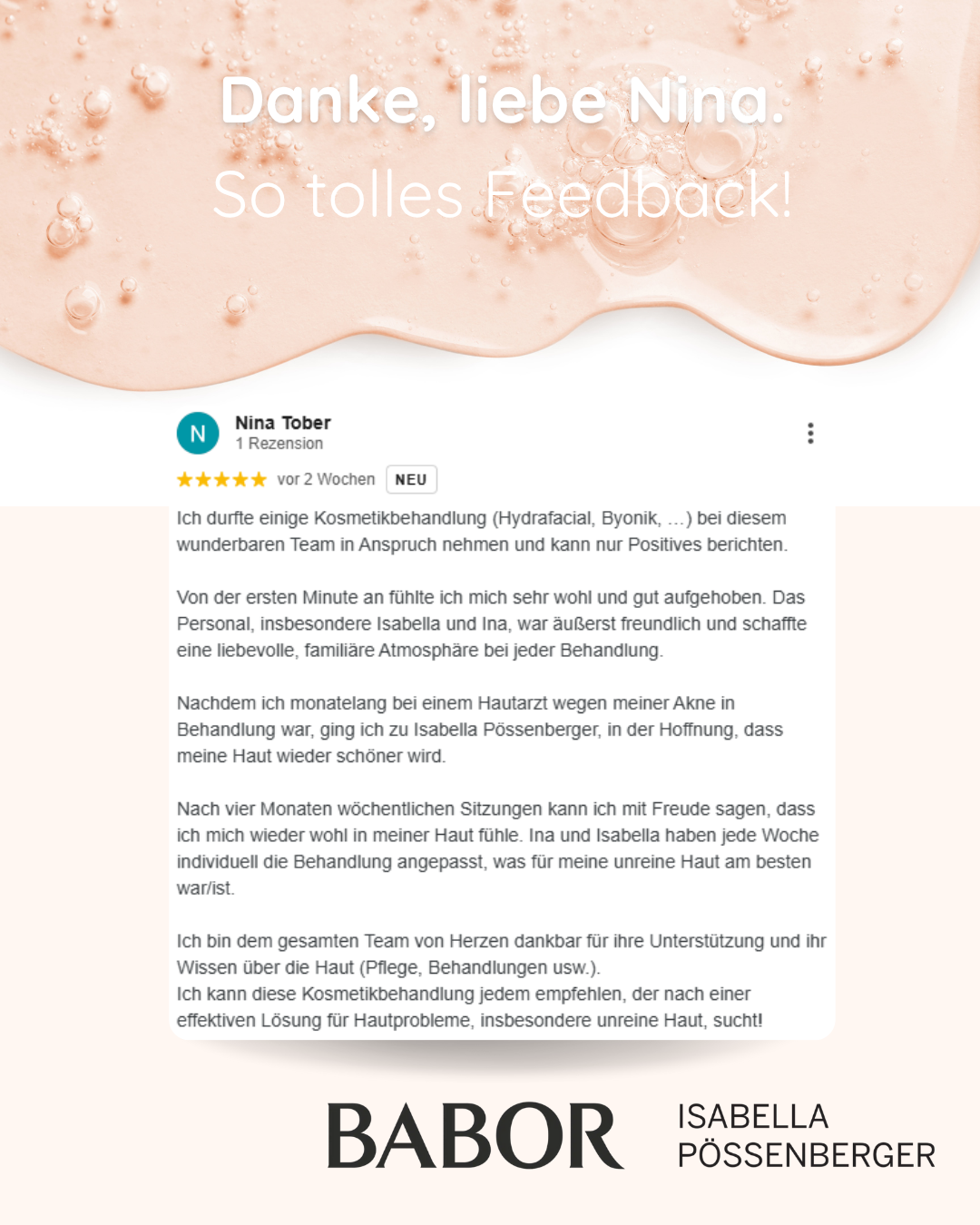 BABOR Isabella Pössenberger Kosmetik Massage Fußpflege Facebook ad: Echte Ergebnisse. Echte Stimmen.