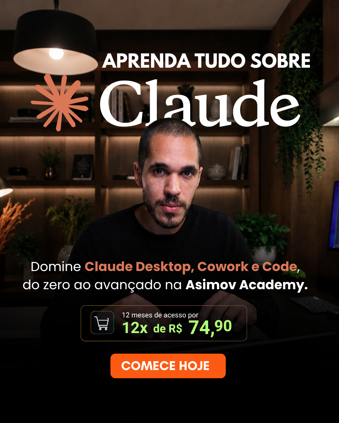 Asimov Academy Facebook ad: Aprenda Claude do básico ao avançado