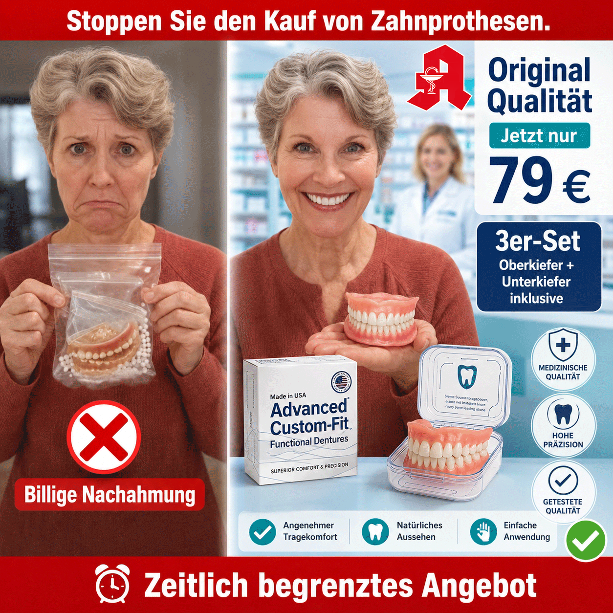 Shop-Apotheke.de Facebook ad: In Zusammenarbeit mit dem Hersteller, Originalqualität.